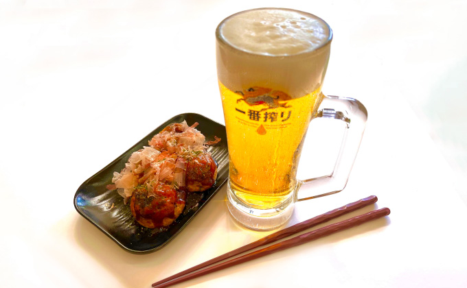 Ichikara Set (4 pieces of Takoyaki + 1 glass of alcohol)