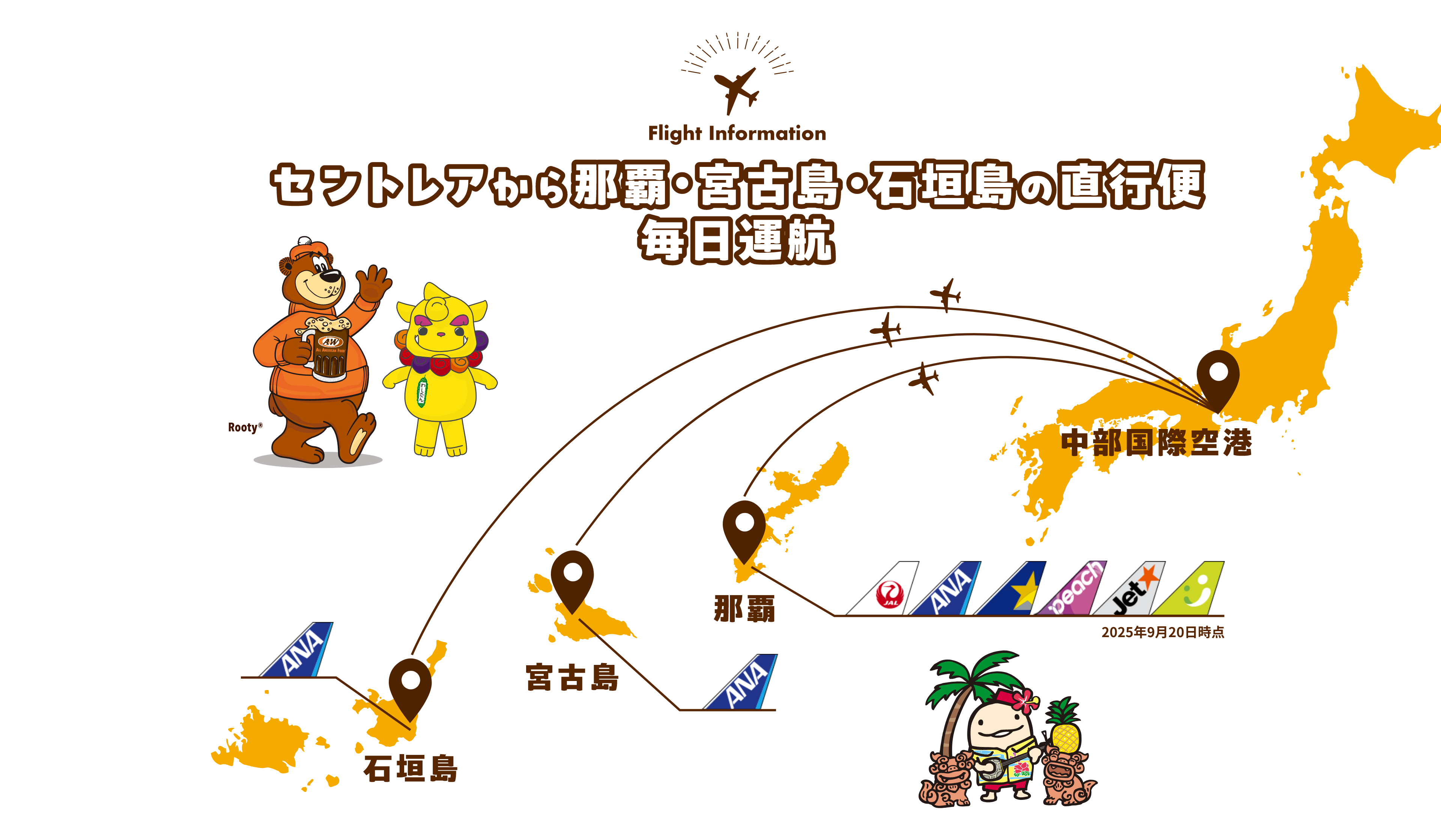 セントレアから那覇・宮古島・石垣島の直行便 毎日運航