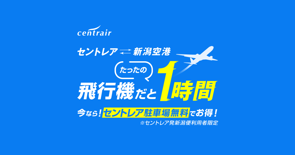 名古屋 新潟の出張 旅行は直行1時間の飛行機で 中部国際空港セントレア